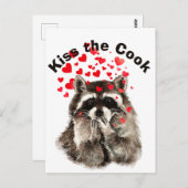 引用文おもしろいキスザ調理師かわいいアライグマ、動物 ポストカード (正面/裏面)