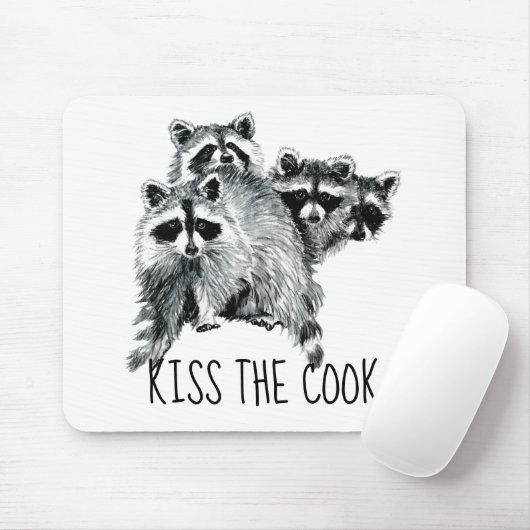 引用文おもしろいキスザ調理師かわいいアライグマ、動物 マウスパッド (マウス)