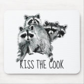 引用文おもしろいキスザ調理師かわいいアライグマ、動物 マウスパッド (正面)