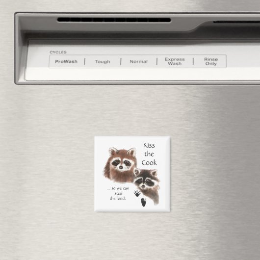 引用文おもしろいキスザ調理師かわいいアライグマ、動物 マグネット (インサイチュ (食洗機))