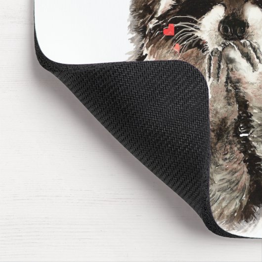 引用文おもしろいキス調理師かわいいアライグマ、動物のモーメント マウスパッド (コーナー)