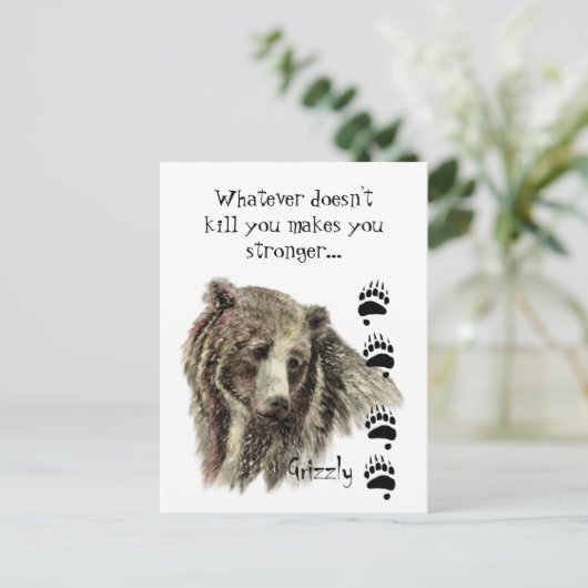 引用文おもしろいグリズリーベアユーモアキル ポストカード (スタンド正面)
