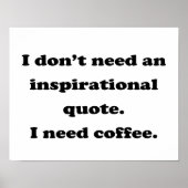 引用文おもしろいコ感動的ーヒー引用文不要 ポスター (正面)