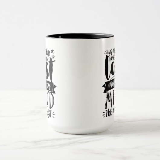 引用文おもしろいタイポグラフィマグ失ったマイマインド マグカップ (中央)