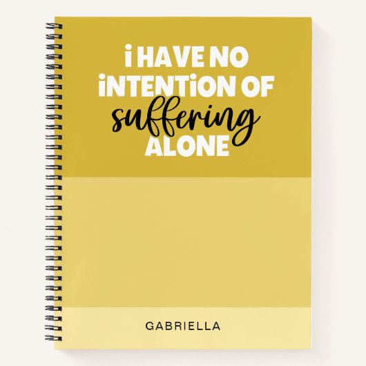 引用文おもしろいバター黄色単独カラーブロック苦しむ ノートブック (正面)