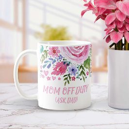 引用文おもしろいママ非デューティ水色フローラ コーヒーマグカップ
