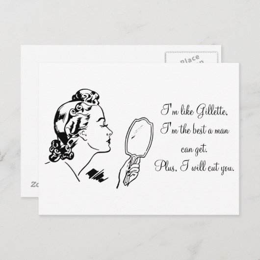 引用文おもしろいレトロ漫画女性アンチ男性 ポストカード (正面/裏面)