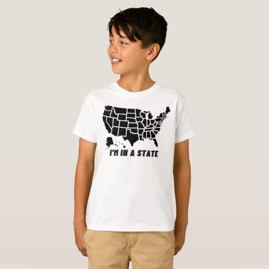 引用文おもしろい私は州の子供の男の子または女の子のTシャツにいる Tシャツ (正面フル)