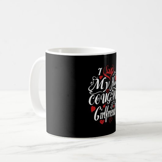 引用文おもしろい私は私のクーガーガールガールフレンドを愛している コーヒーマグカップ (正面左)