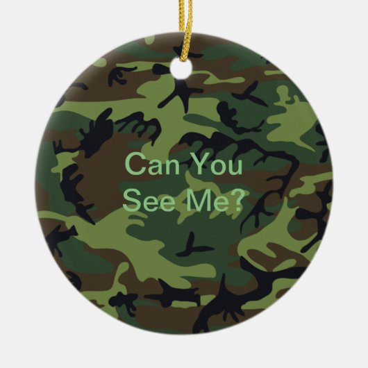 引用文おもしろい軍隊グリーンカモフラージュ セラミックオーナメント (正面)