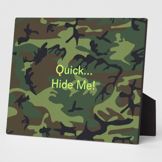 引用文おもしろい軍隊グリーンカモフラージュ フォトプラーク (側面)
