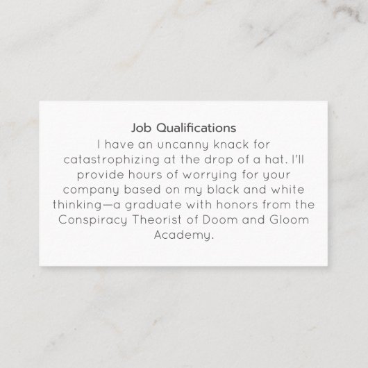 引用文おもしろい過大思考専門医 名刺 (裏面)