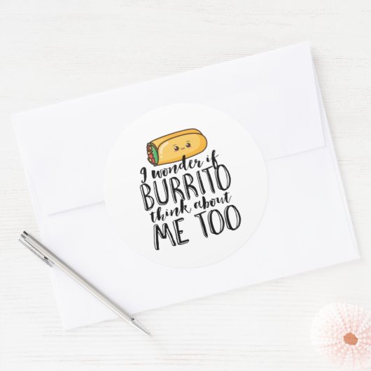 引用文おもしろい・ブリトとメキシコのフードラバー ラウンドシール (封筒)