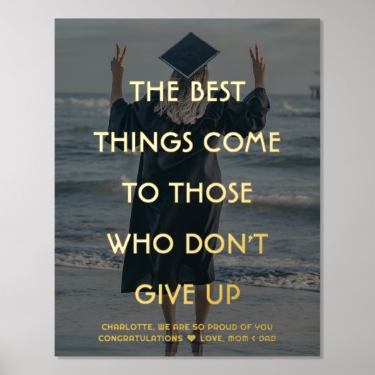 引用文とフォトオーバーレイやる気を起こさせるWisdom 箔ポスター (正面)