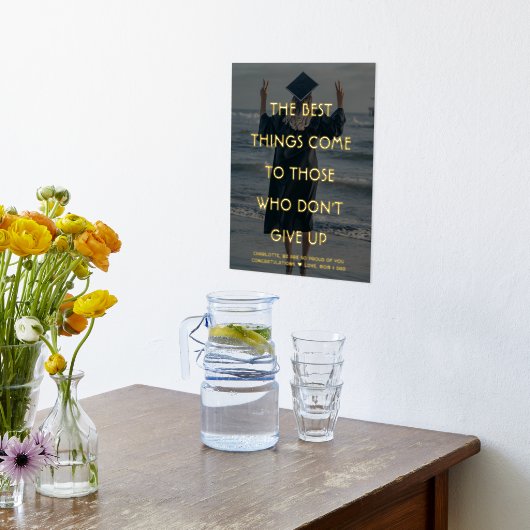 引用文とフォトオーバーレイやる気を起こさせるWisdom 箔ポスター (レイダウン (キッチン))