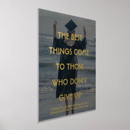 引用文とフォトオーバーレイやる気を起こさせるWisdom 箔ポスター (レイダウン)