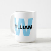 引用文とモダンモノグラムイニシャルと名前 コーヒーマグカップ (正面左)