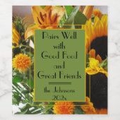 引用文と名前ひまわり花のセット(6)ワインラベル ワインラベル (シングルラベル)