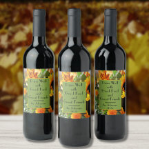 引用文と名前ひまわり花のセット(6)ワインラベル