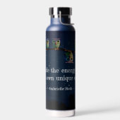 引用文のコラージュ違うをユニーク使ったフクロウ ウォーターボトル (左面)