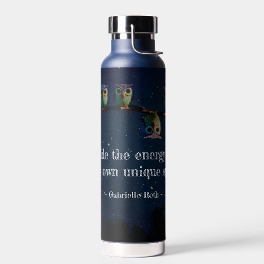 引用文のコラージュ違うをユニーク使ったフクロウ ウォーターボトル (左面)