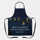 引用文のコラージュ違うをユニーク使ったフクロウ エプロン (正面)