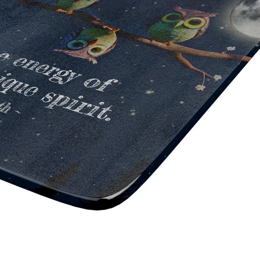 引用文のコラージュ違うをユニーク使ったフクロウ カッティングボード (角)