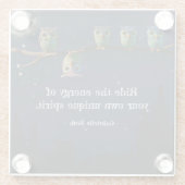 引用文のコラージュ違うをユニーク使ったフクロウ ガラスコースター (裏面)