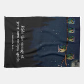 引用文のコラージュ違うをユニーク使ったフクロウ キッチンタオル (横)