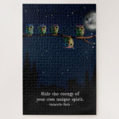 引用文のコラージュ違うをユニーク使ったフクロウ ジグソーパズル (縦)