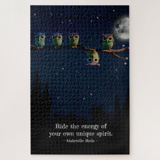 引用文のコラージュ違うをユニーク使ったフクロウ ジグソーパズル (縦)