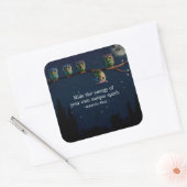 引用文のコラージュ違うをユニーク使ったフクロウ スクエアシール (封筒)