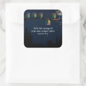 引用文のコラージュ違うをユニーク使ったフクロウ スクエアシール (バッグ)