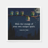 引用文のコラージュ違うをユニーク使ったフクロウ スタンダードカクテルナプキン (正面)