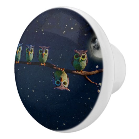 引用文のコラージュ違うをユニーク使ったフクロウ セラミックノブ (右)