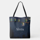 引用文のコラージュ違うをユニーク使ったフクロウ トートバッグ (裏面)