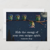 引用文のコラージュ違うをユニーク使ったフクロウ ノートカード (正面)