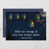 引用文のコラージュ違うをユニーク使ったフクロウ ノートカード (正面/裏面)