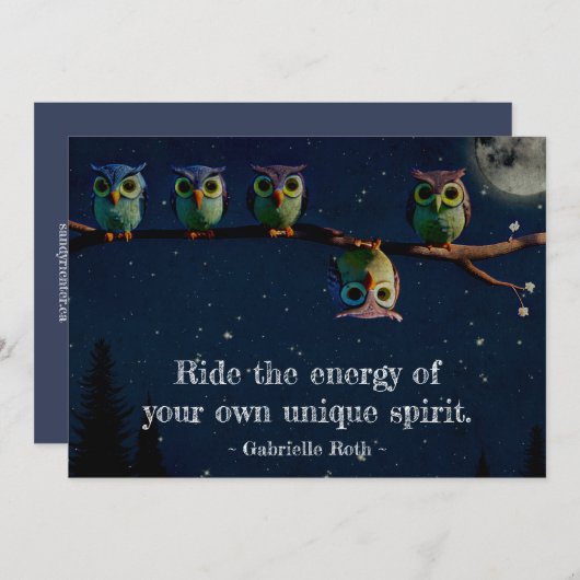 引用文のコラージュ違うをユニーク使ったフクロウ ノートカード (正面/裏面)