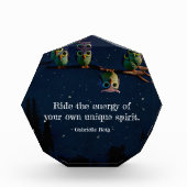 引用文のコラージュ違うをユニーク使ったフクロウ フォトブロック (正面)