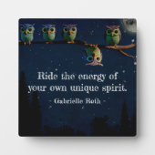 引用文のコラージュ違うをユニーク使ったフクロウ フォトプラーク (正面)