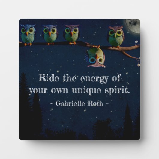 引用文のコラージュ違うをユニーク使ったフクロウ フォトプラーク (正面)