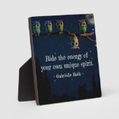 引用文のコラージュ違うをユニーク使ったフクロウ フォトプラーク (正面)