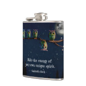 引用文のコラージュ違うをユニーク使ったフクロウ フラスク (左)