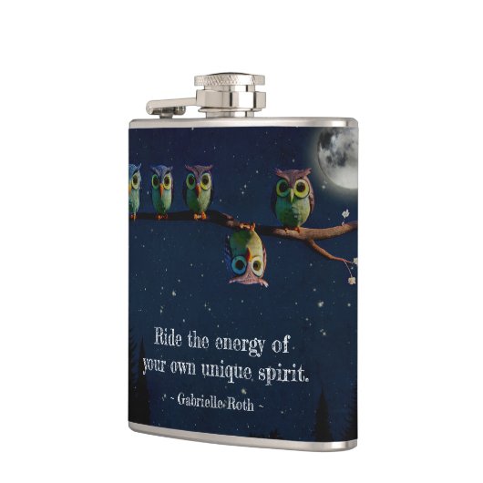 引用文のコラージュ違うをユニーク使ったフクロウ フラスク (左)