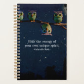 引用文のコラージュ違うをユニーク使ったフクロウ プランナー手帳 (正面)