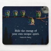 引用文のコラージュ違うをユニーク使ったフクロウ マウスパッド (正面)