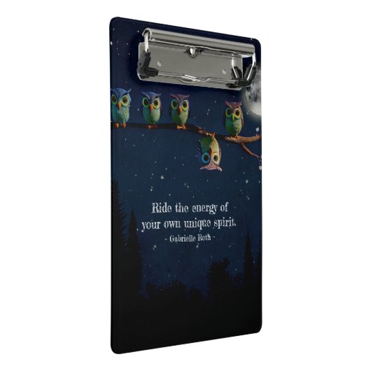 引用文のコラージュ違うをユニーク使ったフクロウ ミニクリップボード (アングル)