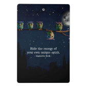 引用文のコラージュ違うをユニーク使ったフクロウ ミニクリップボード (裏面)