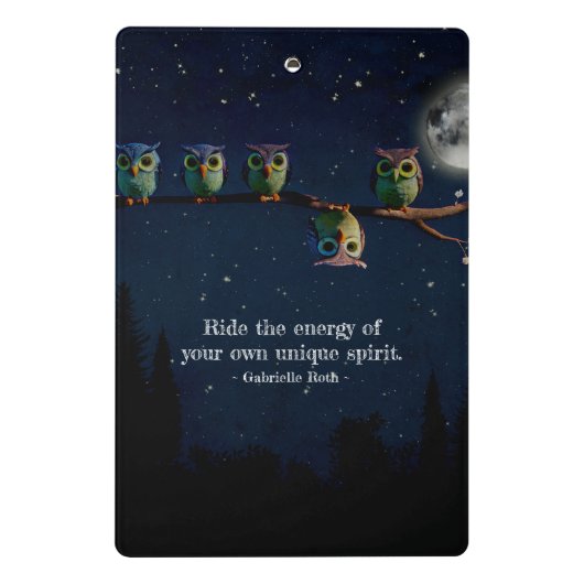 引用文のコラージュ違うをユニーク使ったフクロウ ミニクリップボード (裏面)